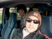 The morning of the long drive home. No rest for the weary. Or the wicked. That's me in the driver's seat.